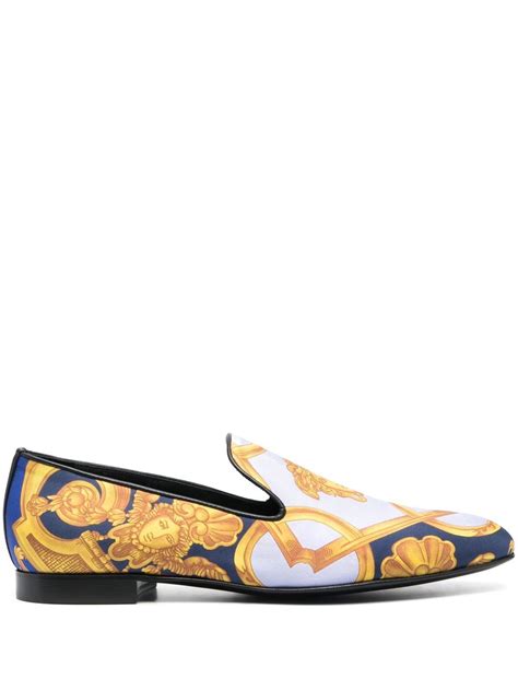 versace baroque print loafers